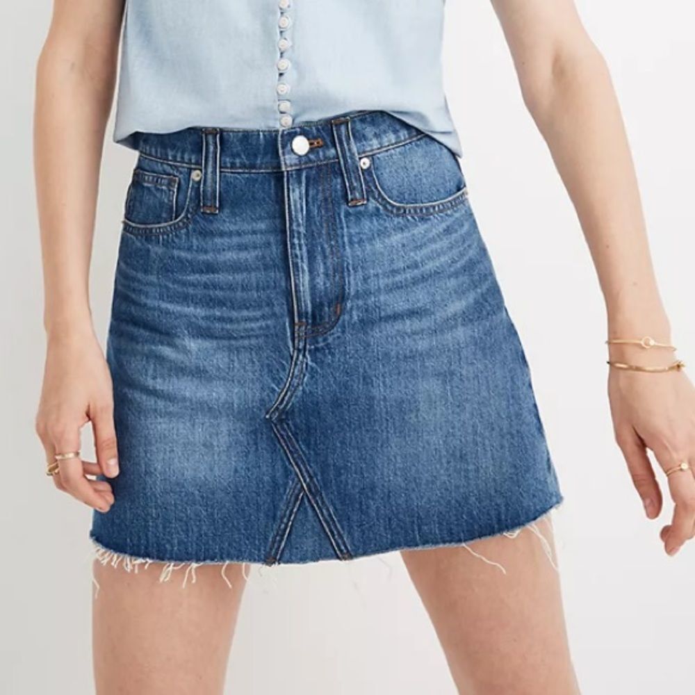 Madewell rigid denim mini skirt a-line‎